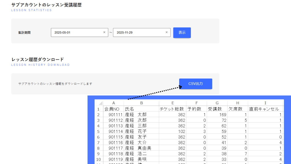 管理画面のスクリーンショット